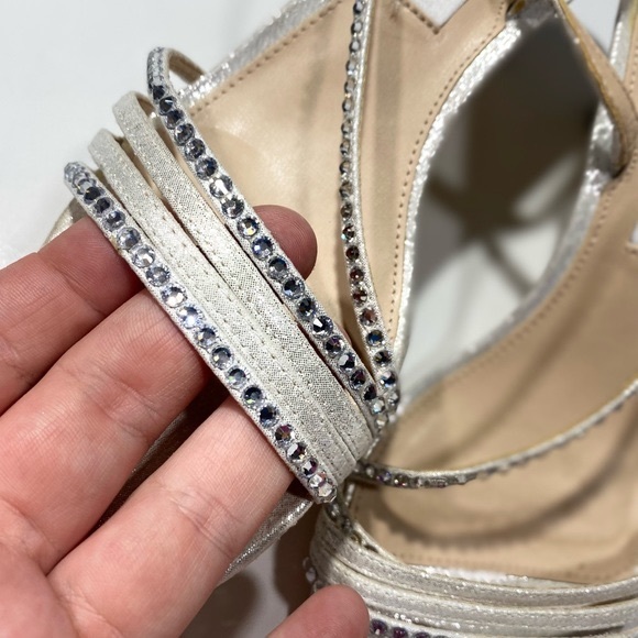 Nina New York Nelena Silver Rhinestone Sparkly Strappy Evening Sandals Size 6.5 - Picture 13 of 16